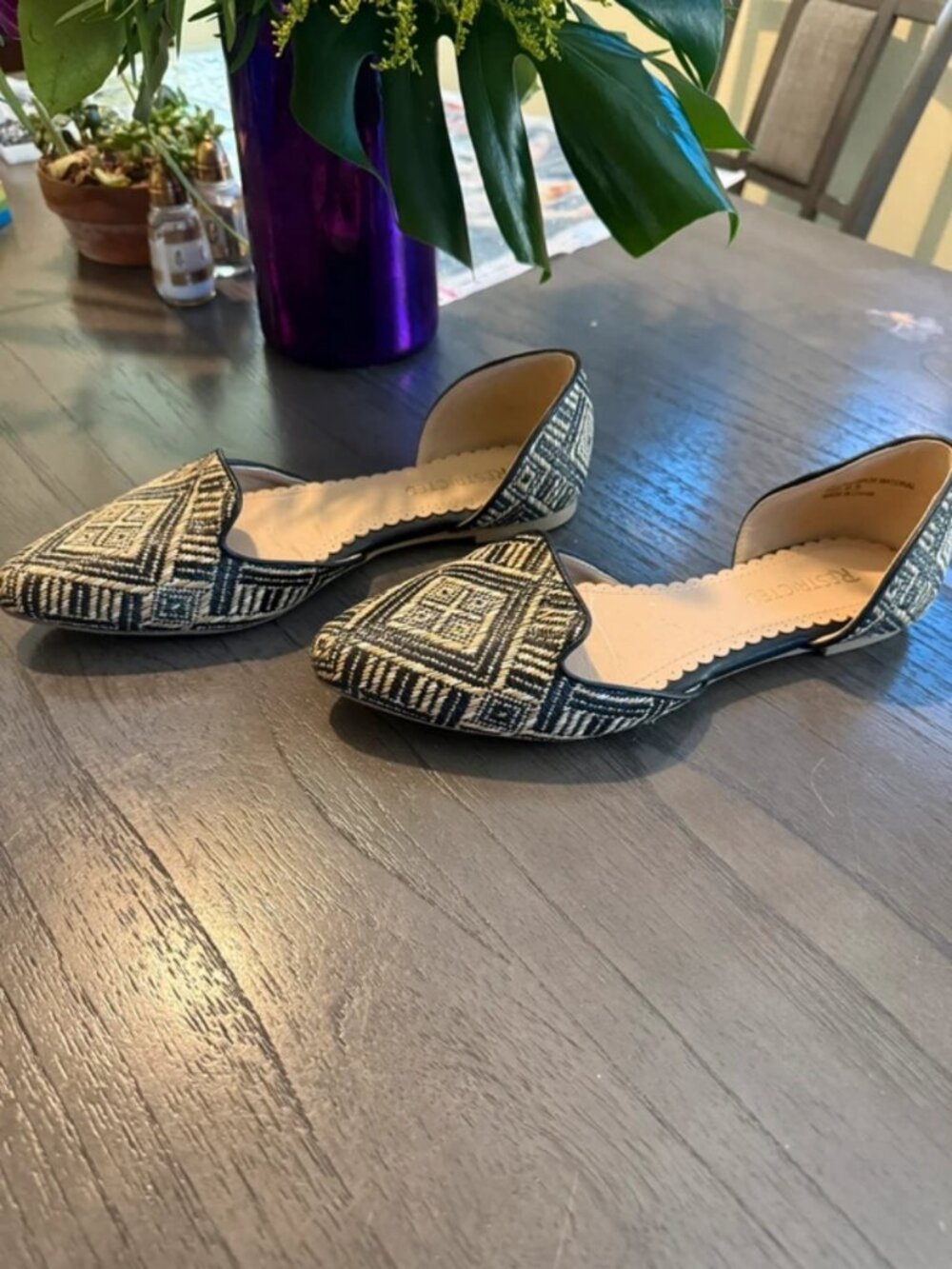 Restricted Black & Cream Woven D’Orsay Flats Women’s 9.5